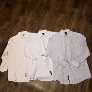 Jos A Banks Lot of 3 Men's Button Down Shirts Pink/Lavender/Purple Striped  Sz M